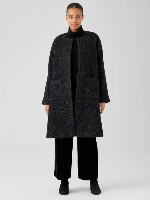 Alpaca Boucle Round Neck Coat