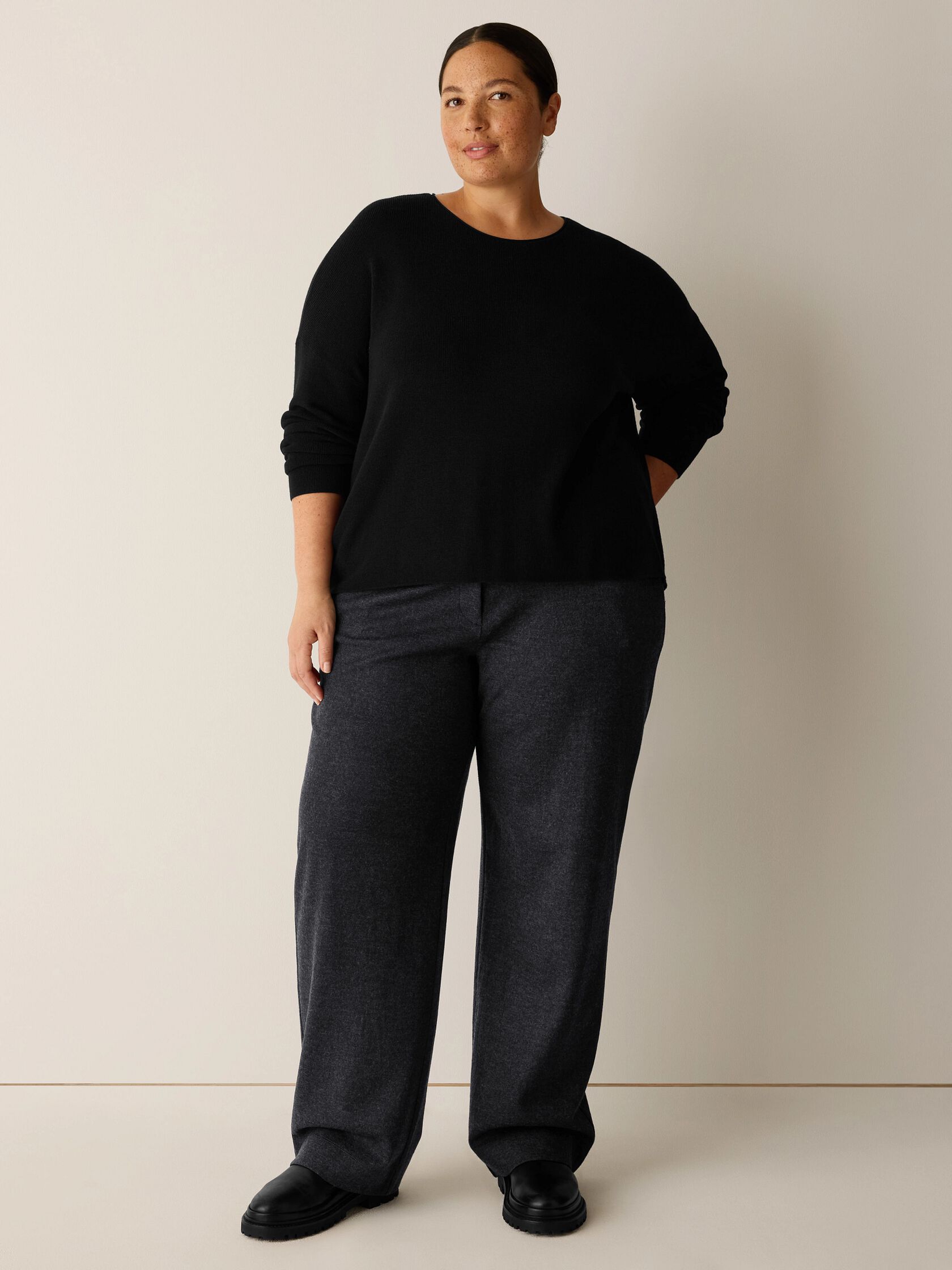 Superfine Merino Crew Neck Top in Regenerative Wool
