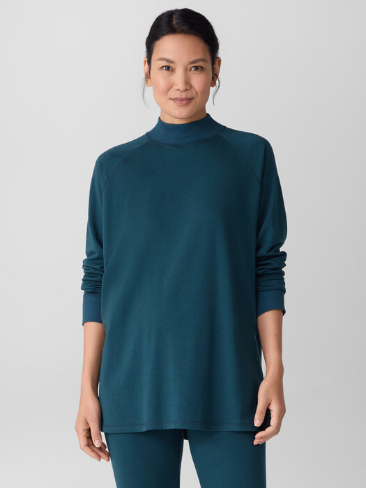 Cozy Brushed Terry Mock Neck Long Top