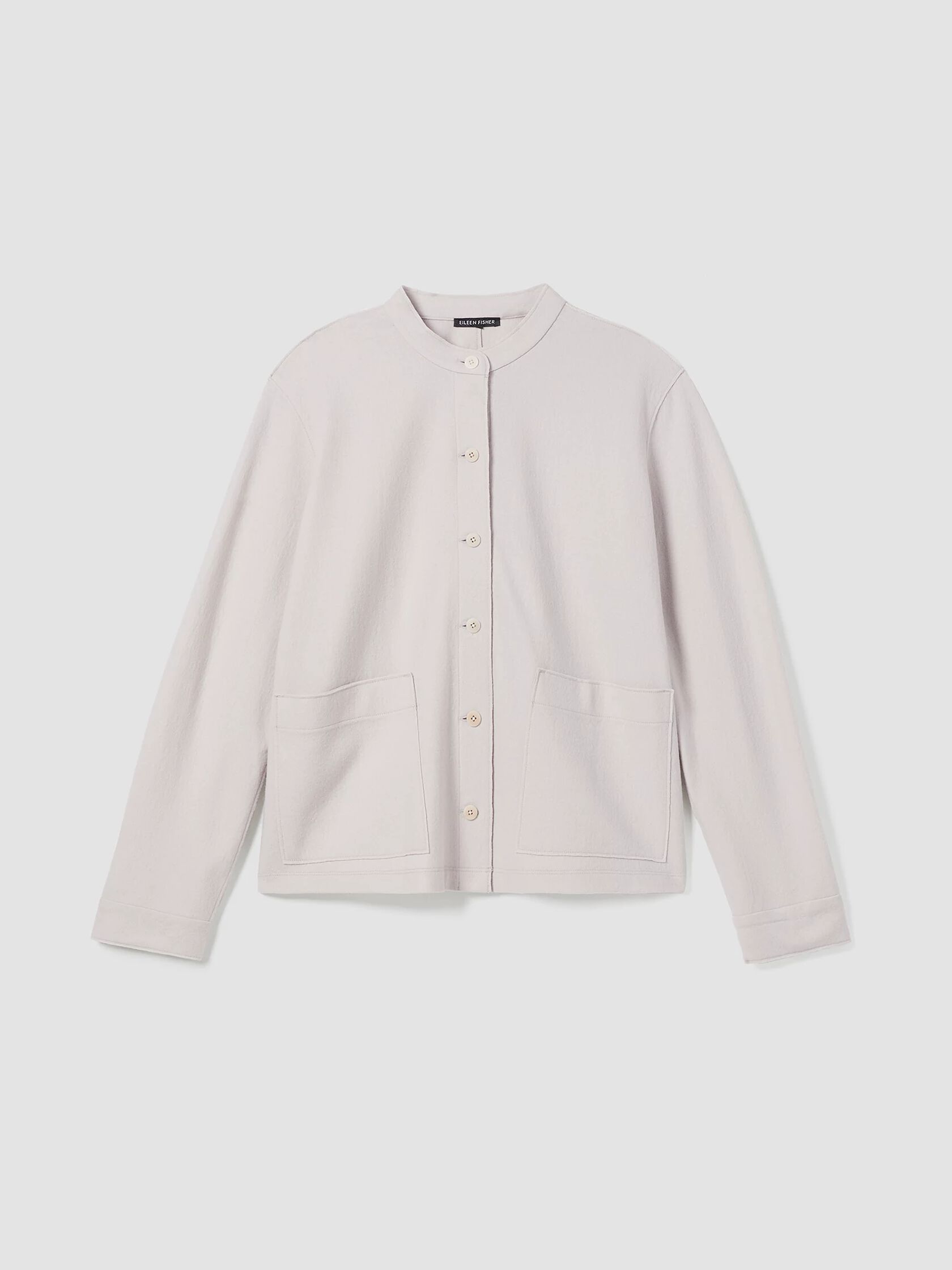 Boiled Wool Jersey Mandarin Collar Shirt Jacket