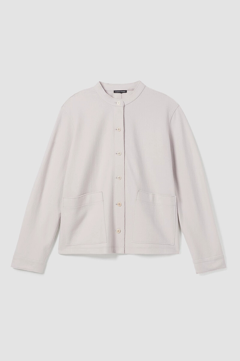Boiled Wool Jersey Mandarin Collar Shirt Jacket Boiled Wool Jersey Mandarin Collar Shirt Jacket