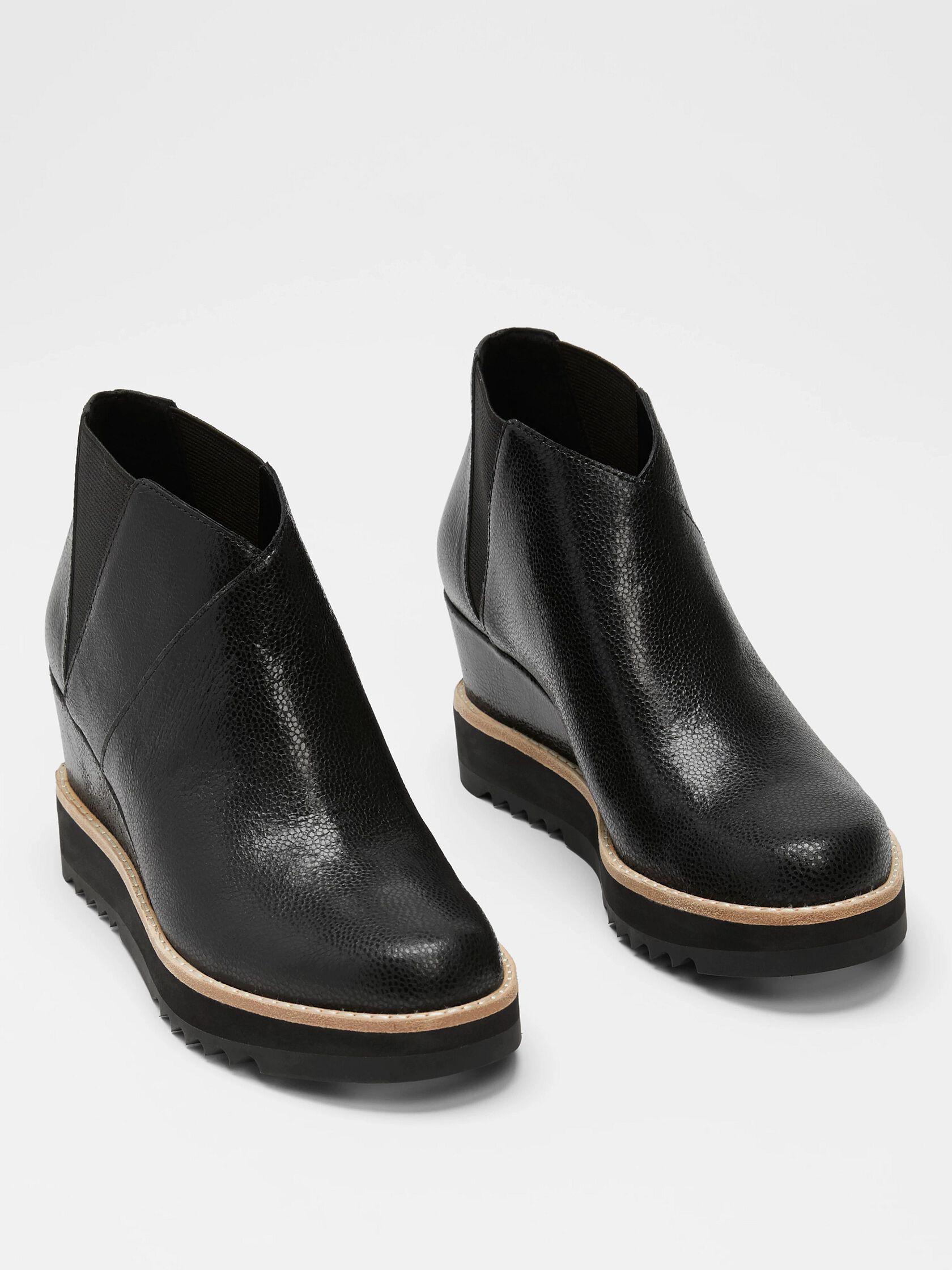 Caddy Wedge Bootie in Embossed Leather