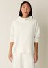 Waffle Cotton Blend Doubleknit Funnel Neck Box-Top