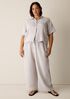 Puckered Organic Linen Stripe Wide-Leg Pant
