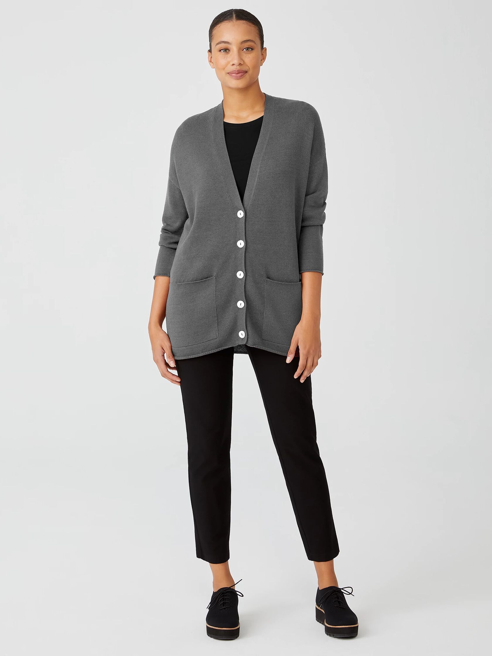 Peruvian Organic Cotton Blend V-Neck Cardigan