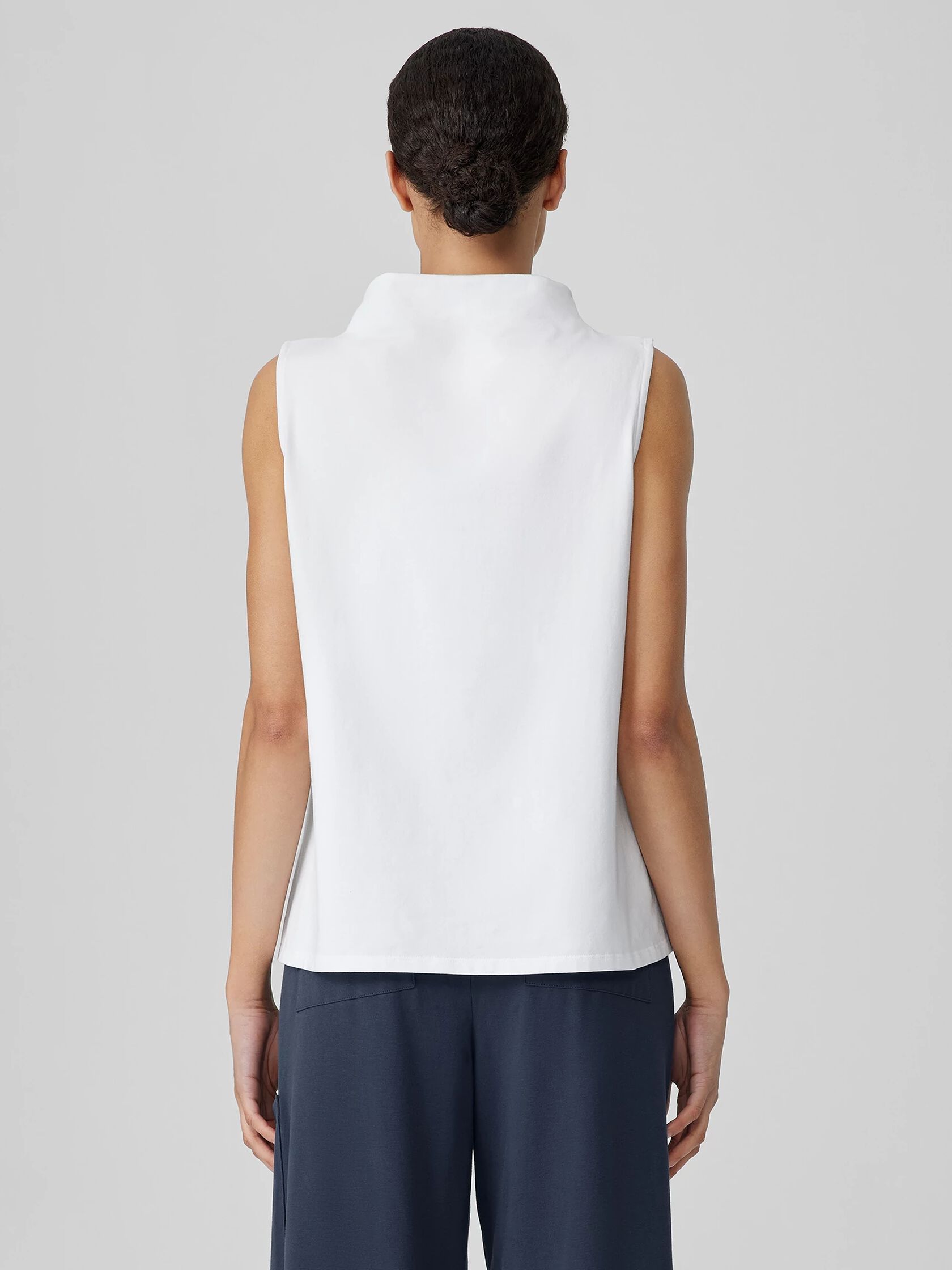 Pima Cotton Stretch Jersey Funnel Neck Tank