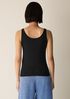 Sheer Cotton Blend Knit Scoop Neck Tank