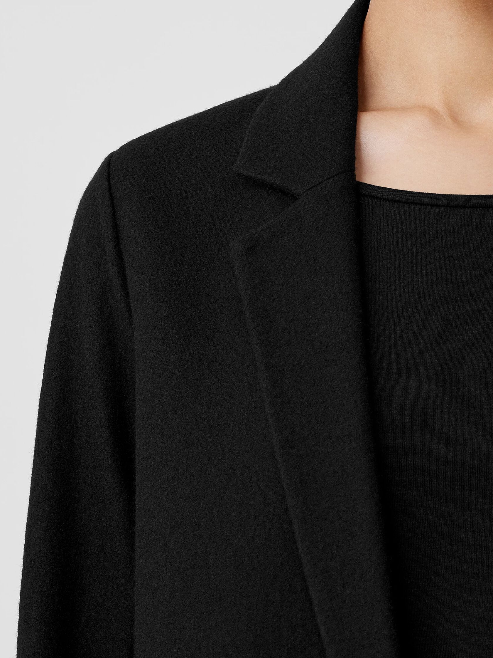 Boiled Wool Jersey Long Blazer | EILEEN FISHER