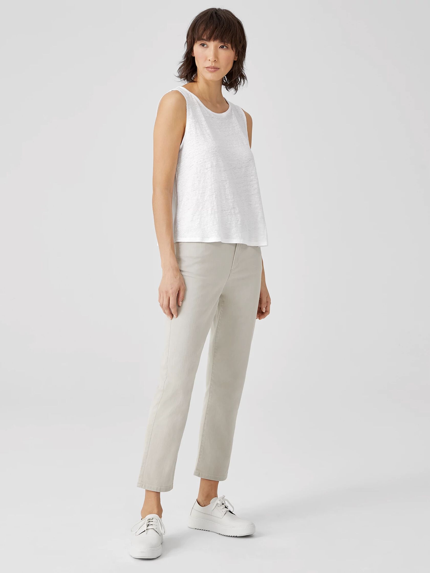 Organic Linen Jersey Round Neck Shell