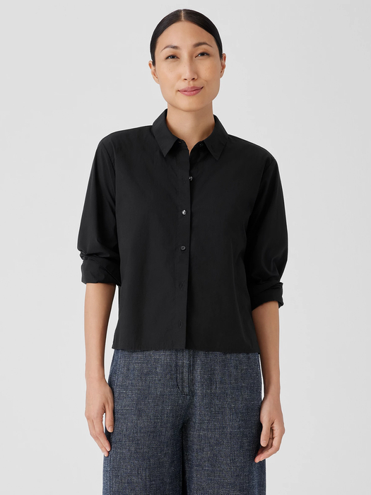 Picture of Cropped Poplin Button-Up Shirt - Women's