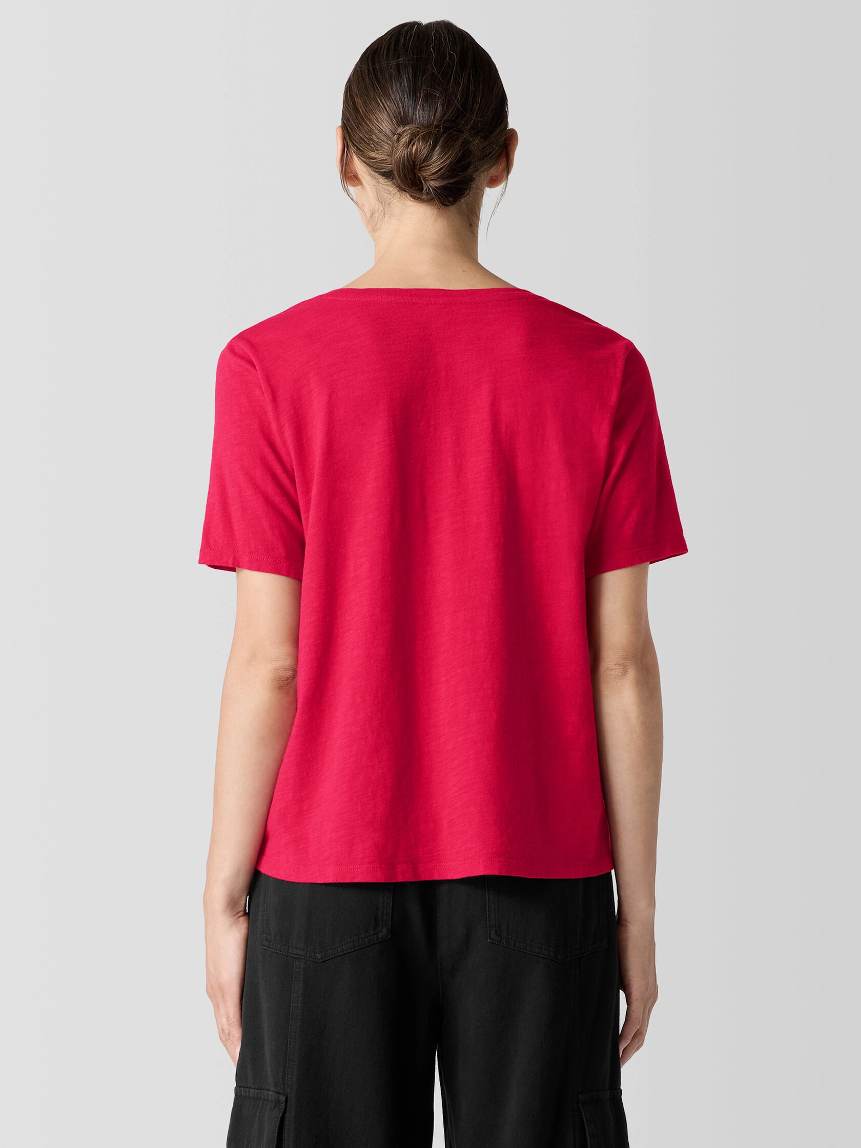 Organic Cotton Slubby Jersey V-Neck Tee