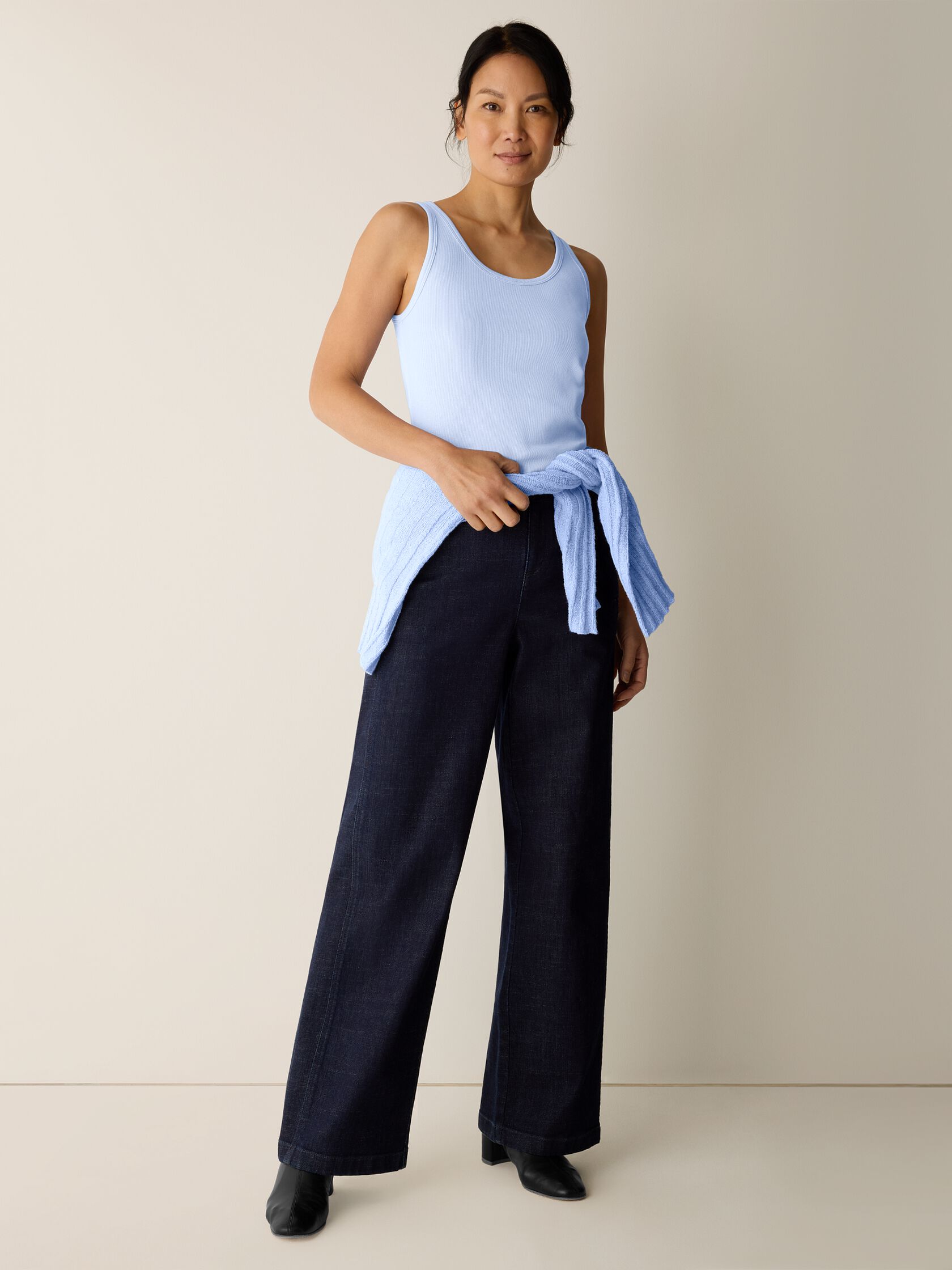 Organic Cotton Stretch Rib Scoop Neck Tank