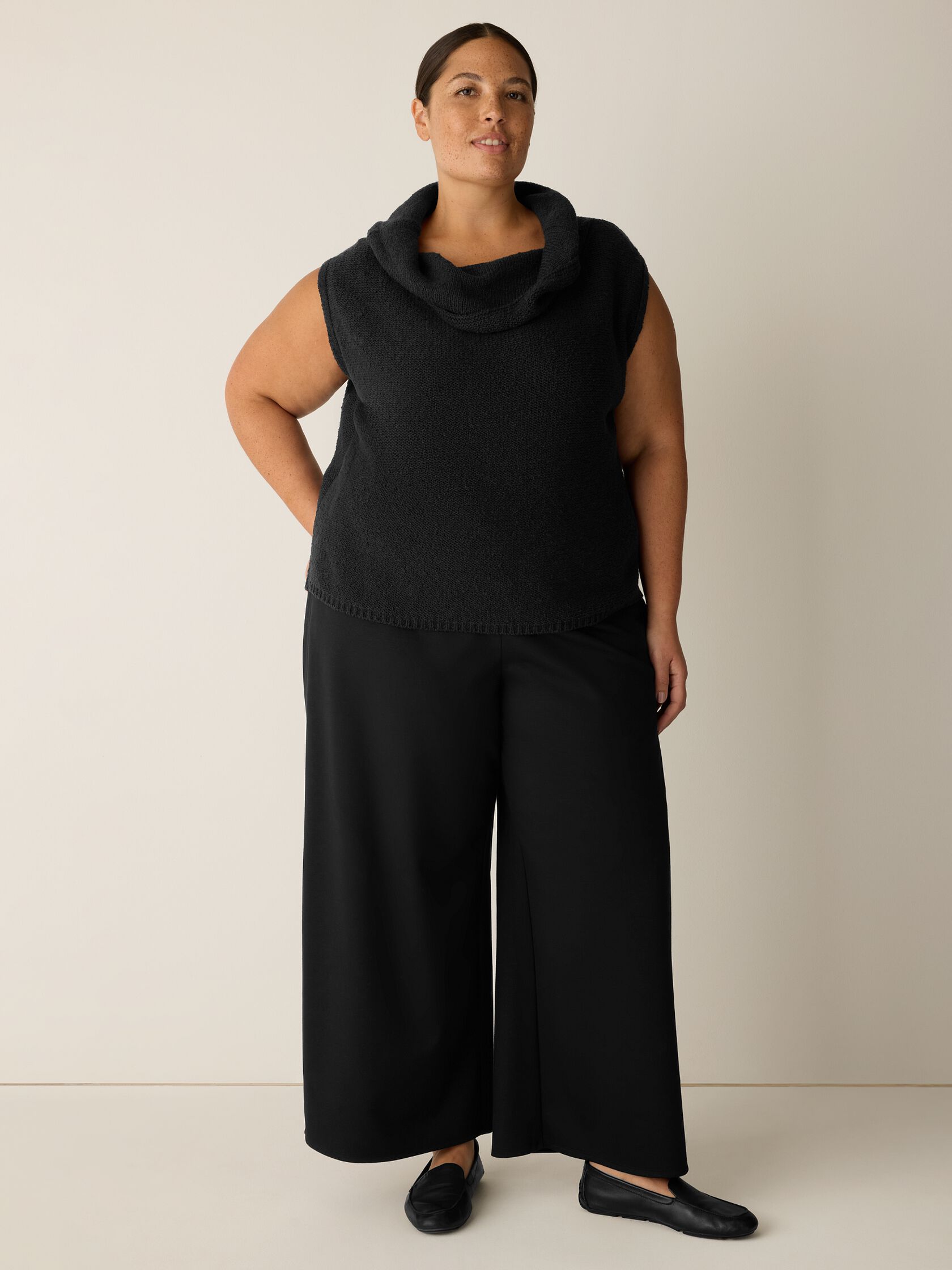 Peruvian Cotton Cloud Drape Neck Vest