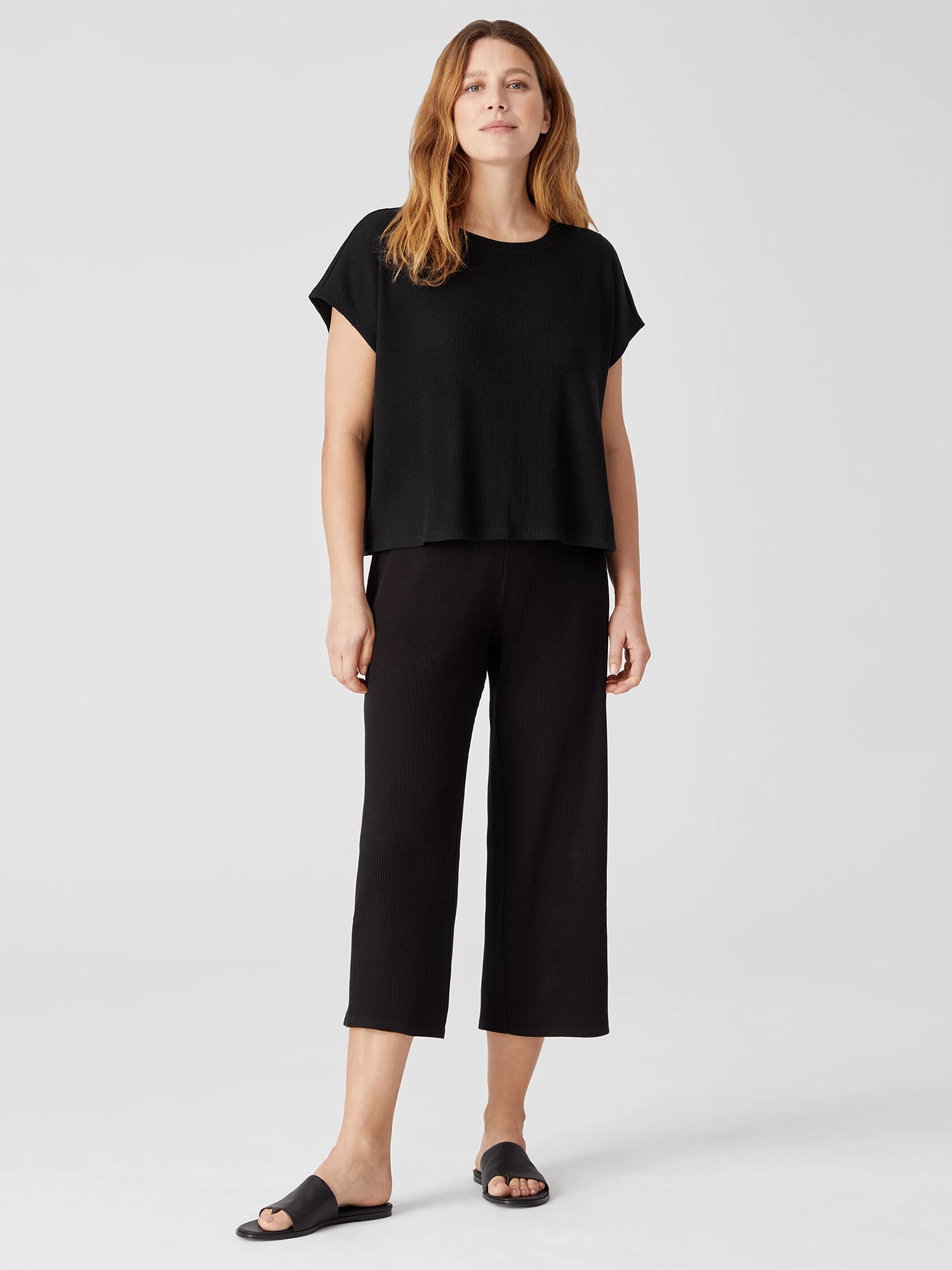 Ribbed Organic Cotton Blend Square Top | EILEEN FISHER