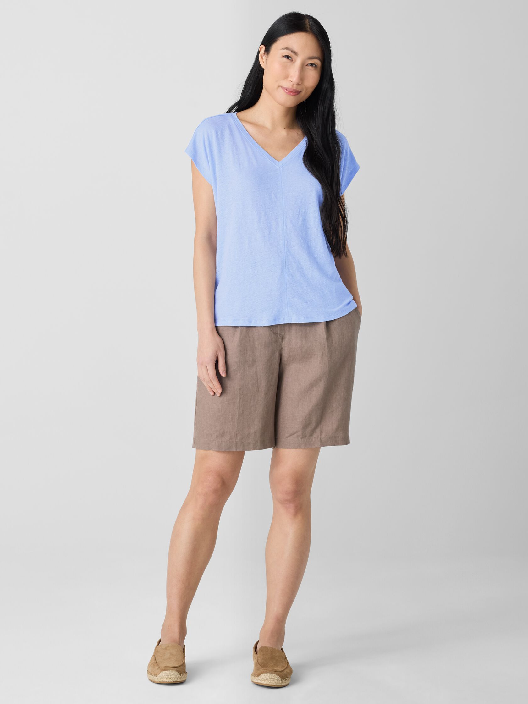 Organic Linen Jersey V-Neck Tee