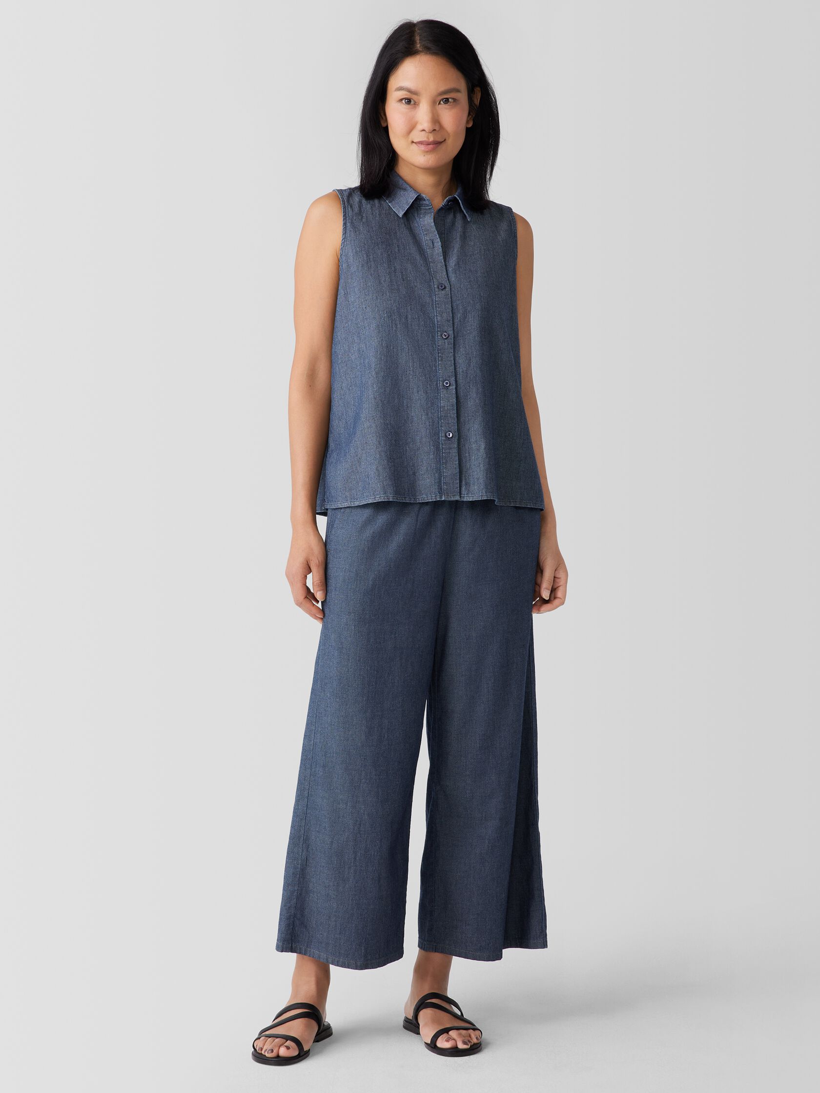 Airy Organic Cotton Twill Sleeveless Shirt