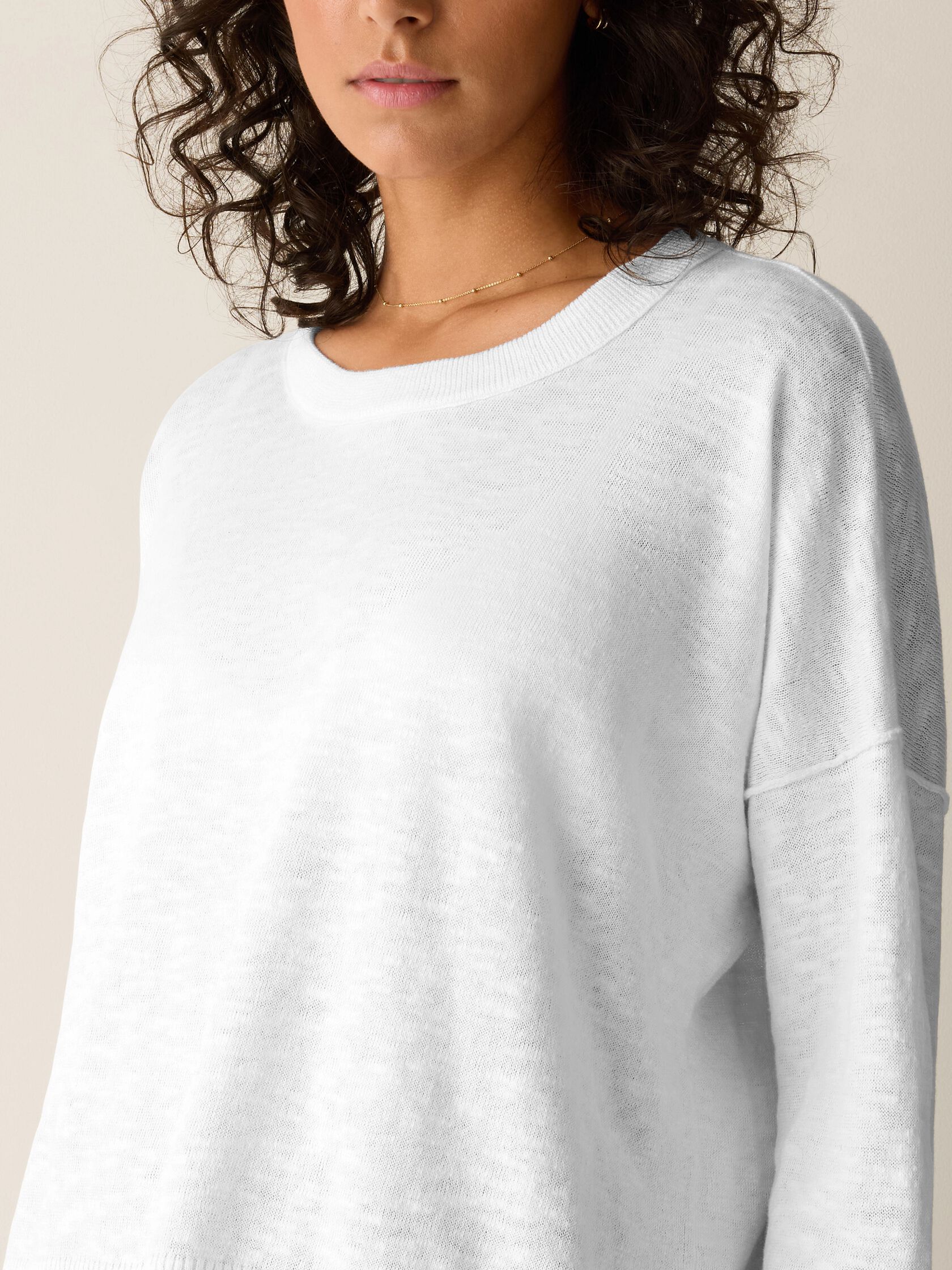 Organic Linen Cotton Slub Crew Neck Top