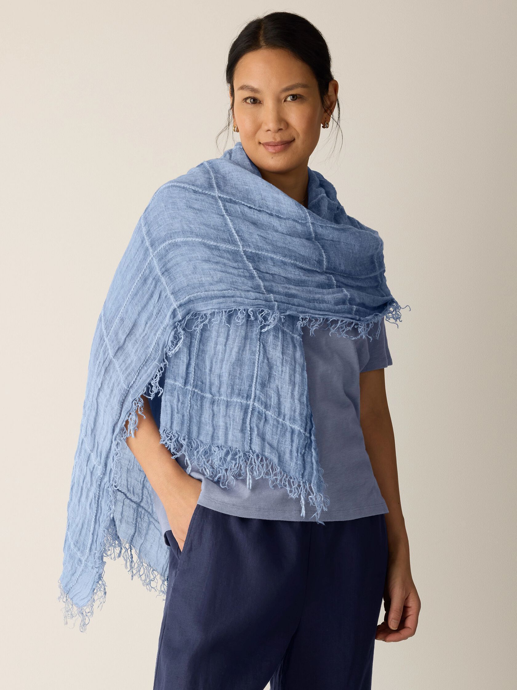 Organic Linen Cotton Squares Scarf