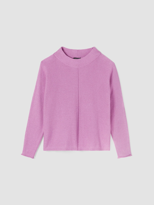 Cotton and Recycled Cashmere Mock Neck Top