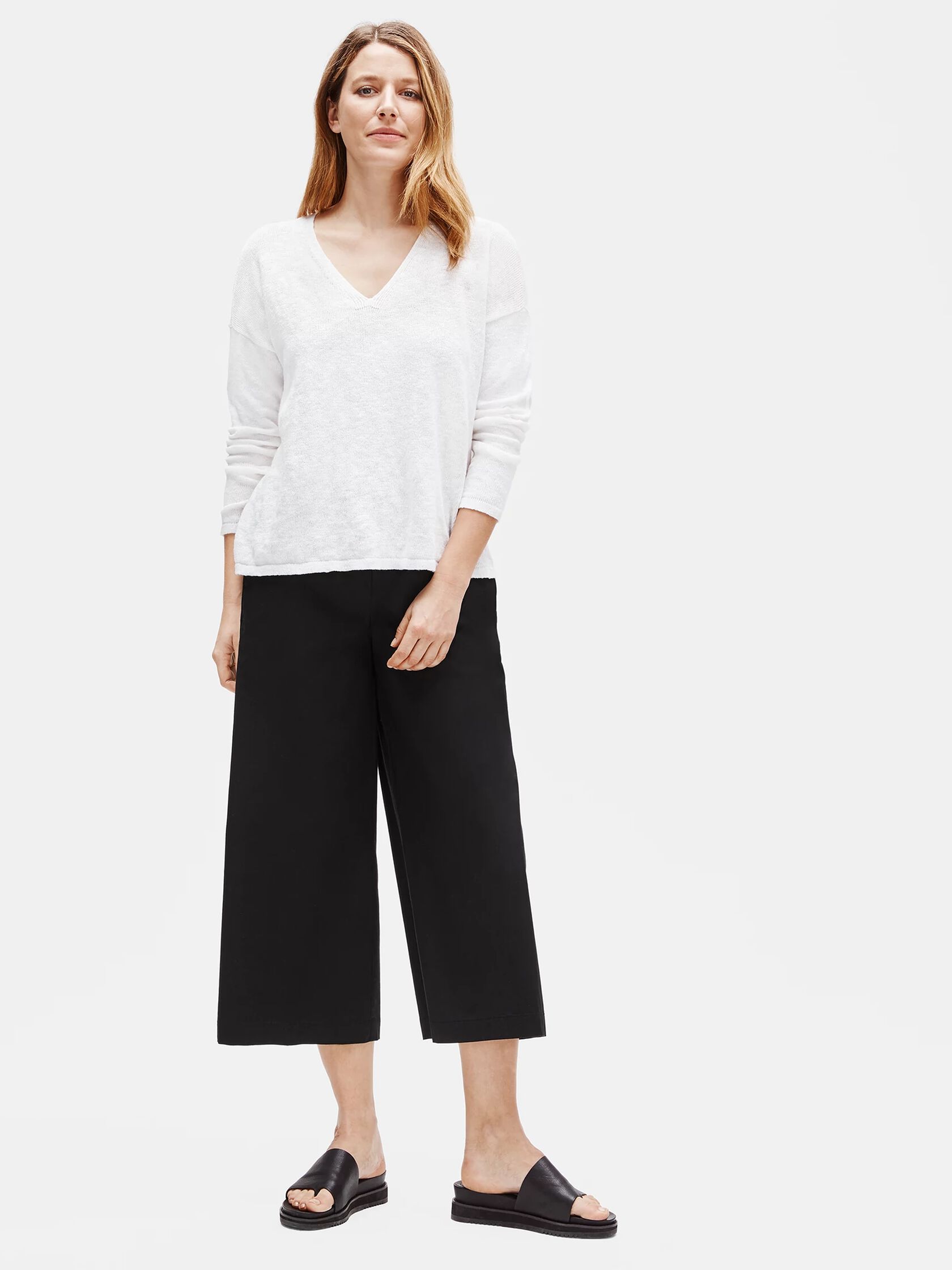 Organic Cotton Poplin Wide Cropped Pant