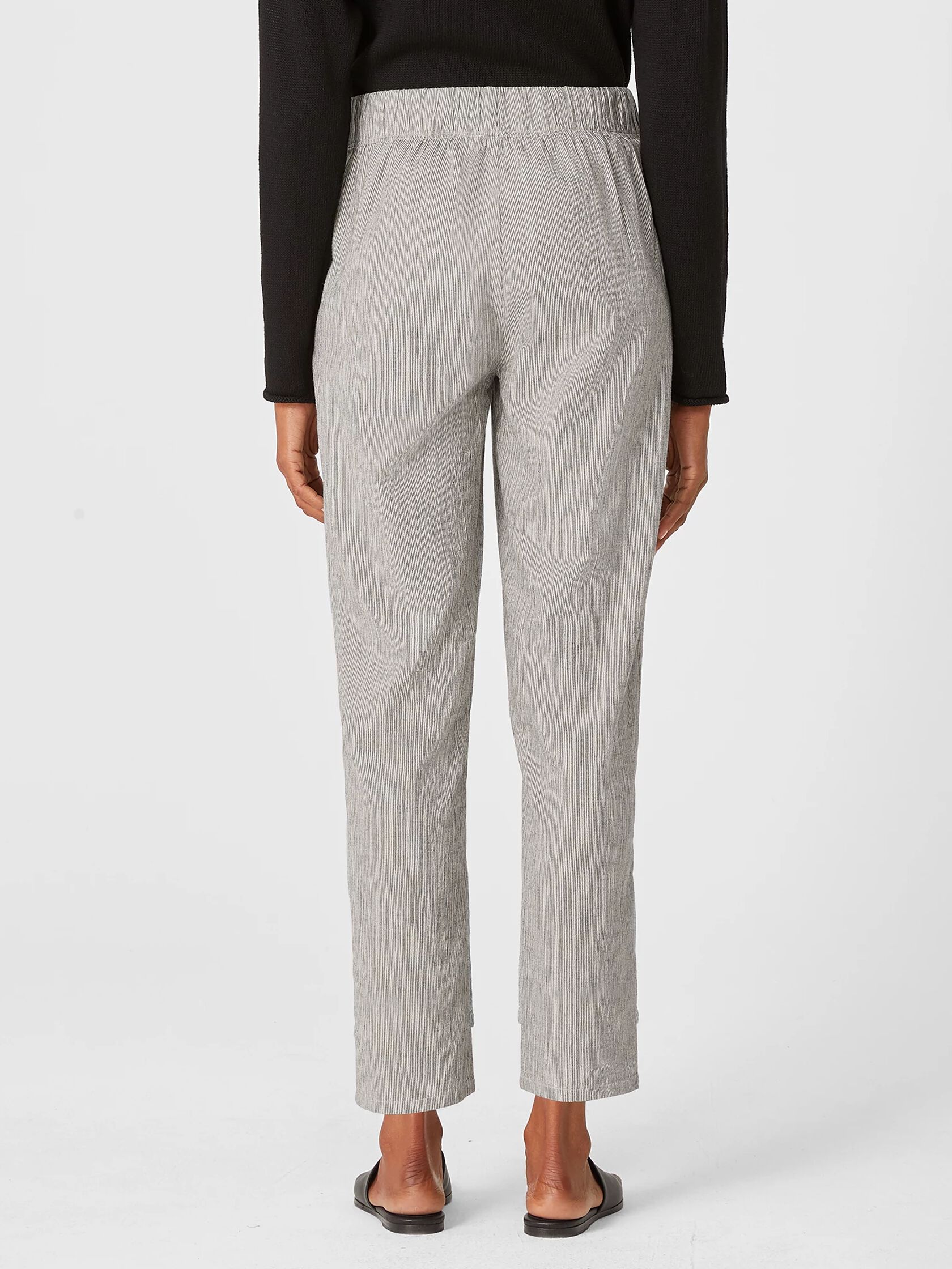 Organic Cotton Linen Ticking Stripe Pleated Pant