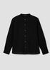 Woven Plissé Band Collar Shirt