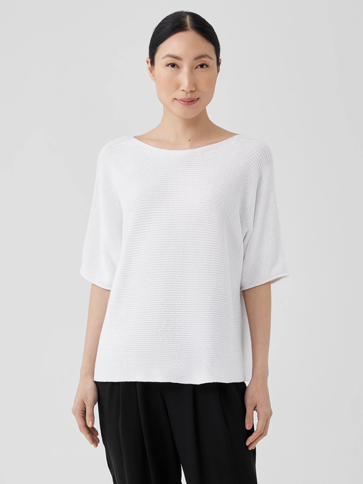 Peruvian Organic Cotton Crepe Bateau Neck Top | EILEEN FISHER