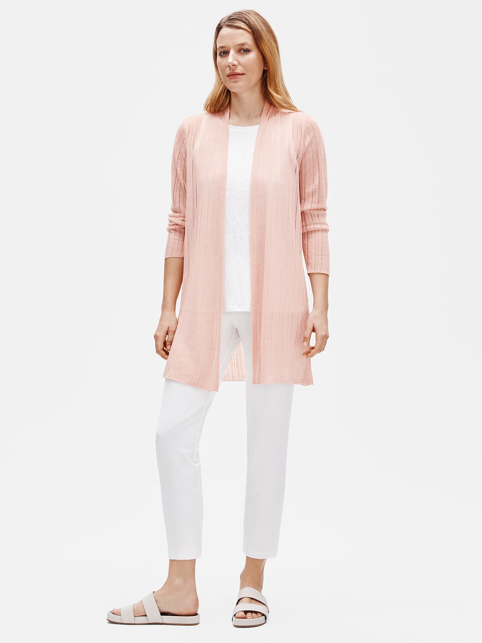 Organic Linen Crepe Long Cardigan