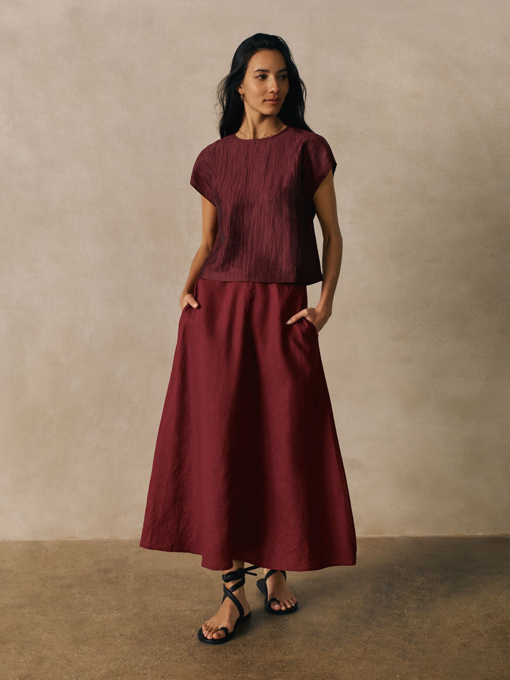 Linen Sheen Square Top