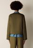 Smooth Satin Shimmer Padded Round Neck Jacket