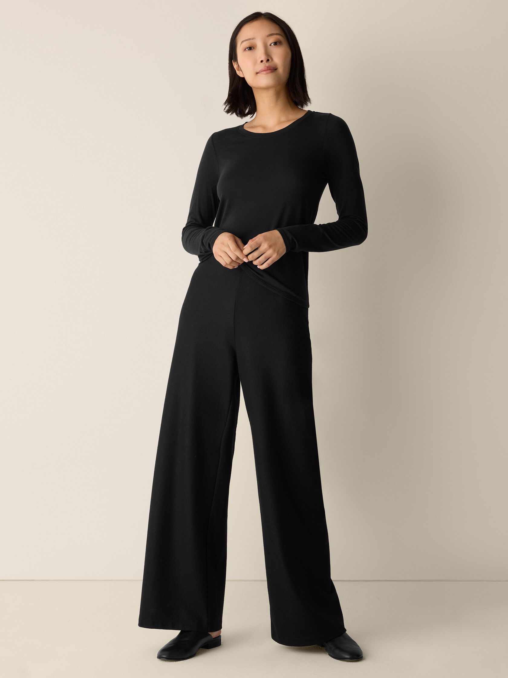 Felted Wool Jersey Wide-Leg Pant in Regenerative Wool