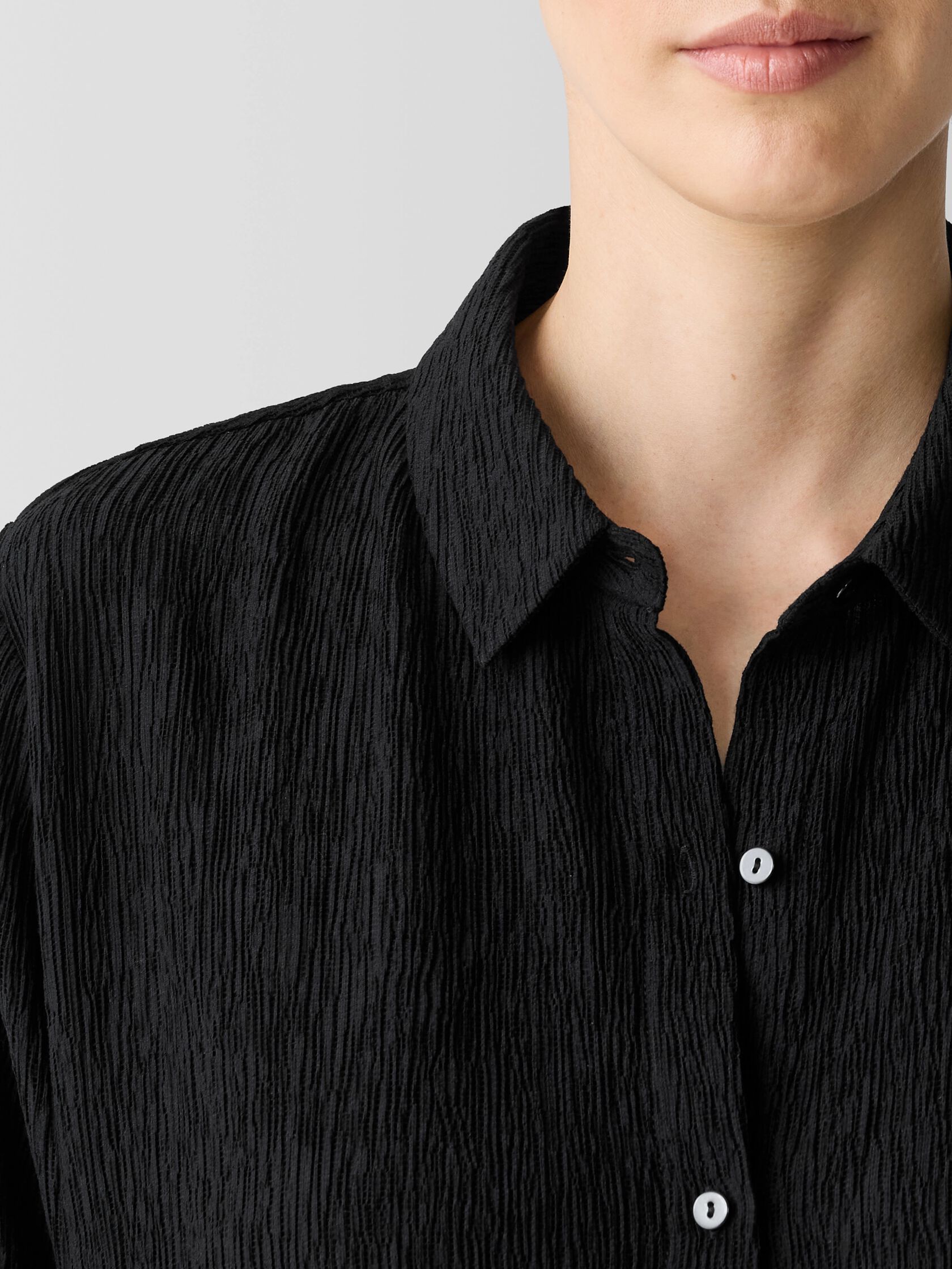 Woven Plissé Classic Collar Shirt