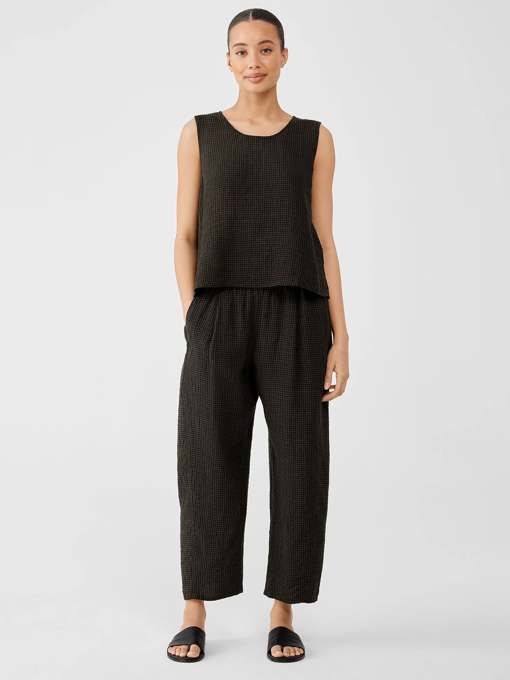 Puckered Organic Linen Lantern Pant