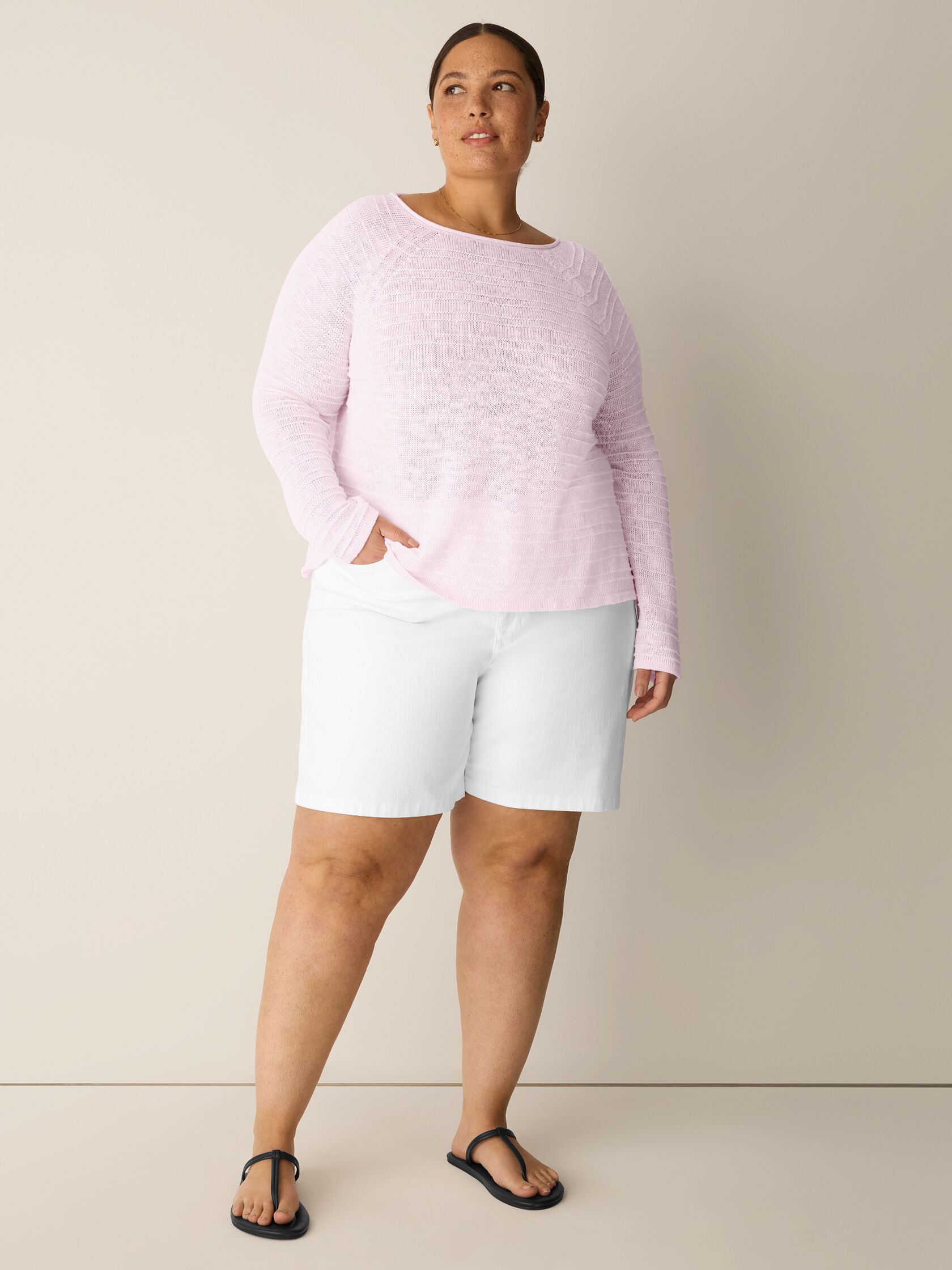 Organic Linen Cotton Slub Bateau Neck Top