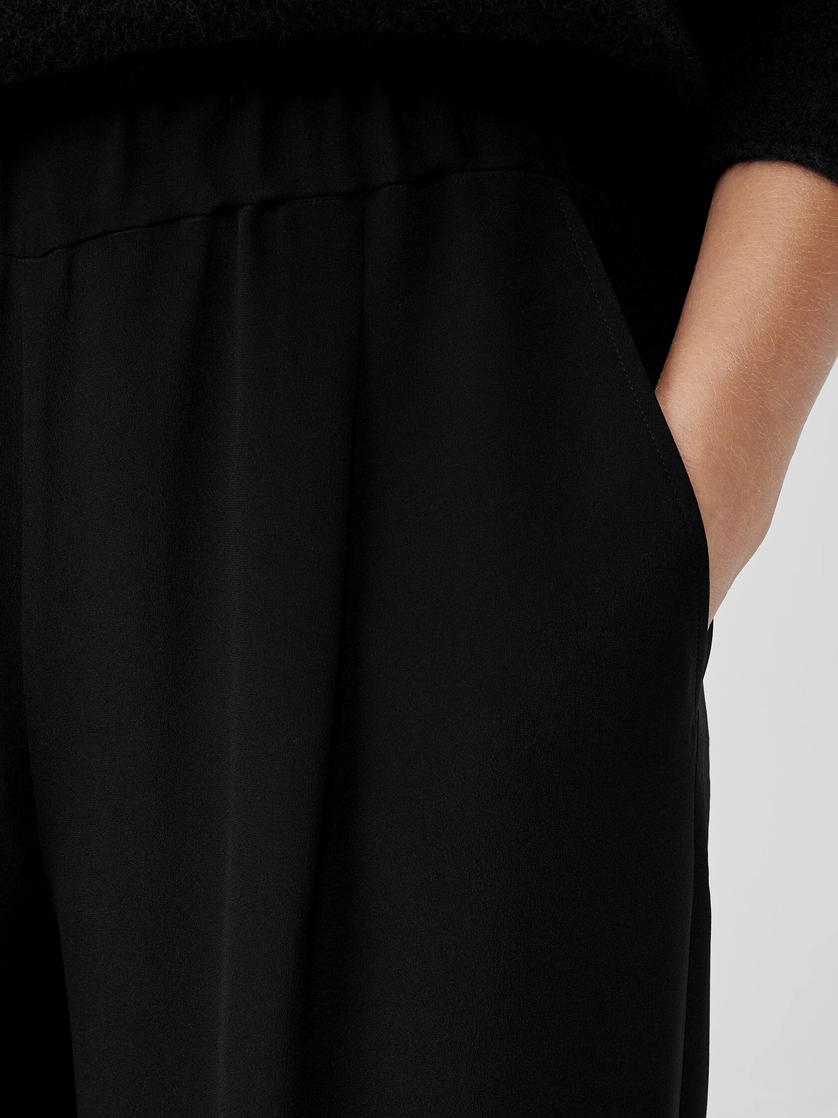 Silk Double Crepe Wide-Leg Pant