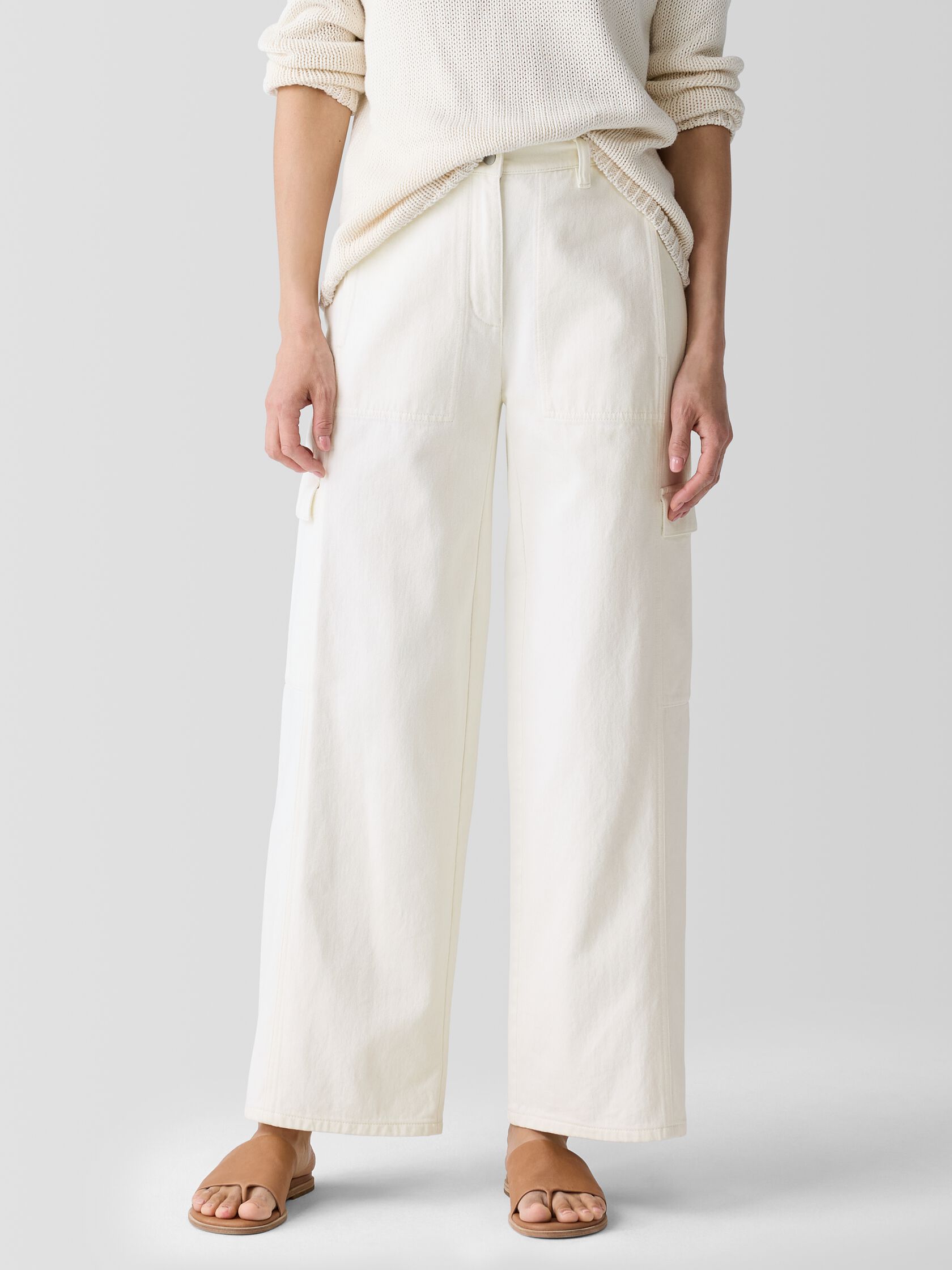 Undyed Utility Organic Cotton Wide-Leg Cargo Pant