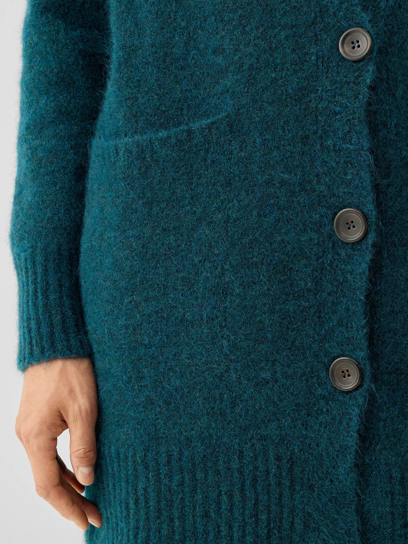 Mohair Plush Mélange V-Neck Cardigan