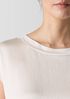 Striated Silk Satin Bateau Neck Top