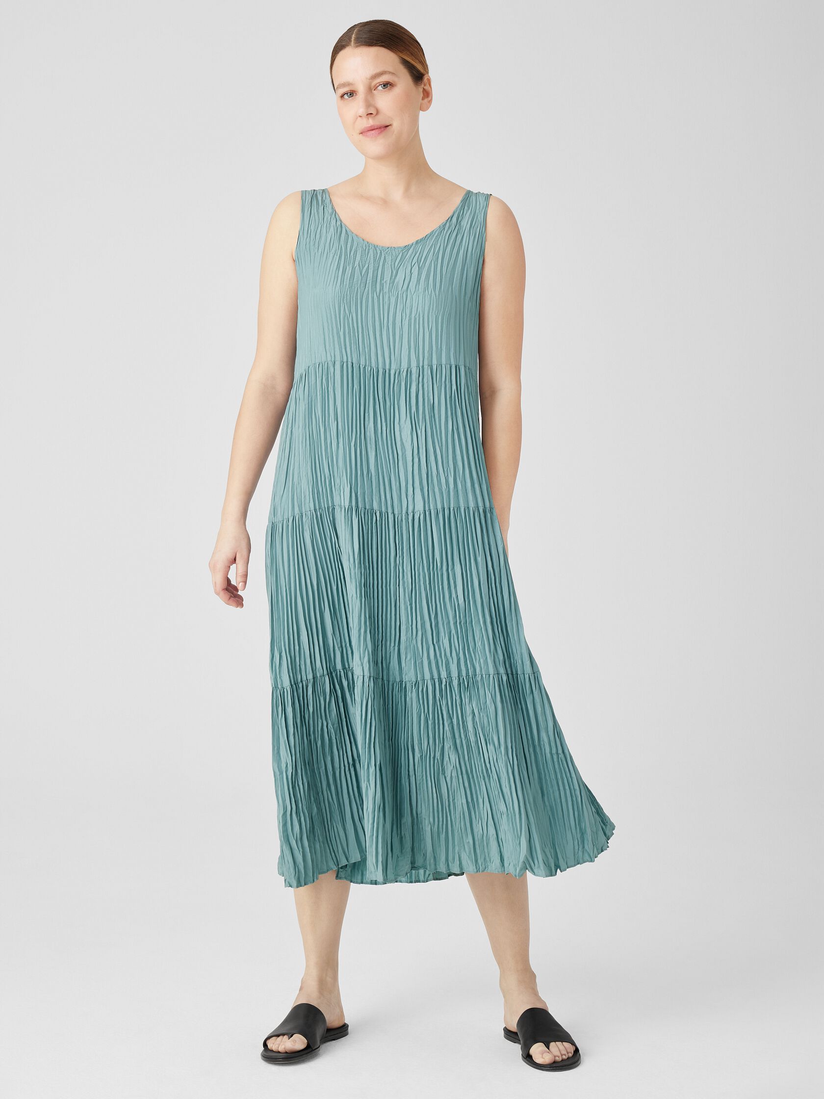 Crushed Silk Tiered Dress