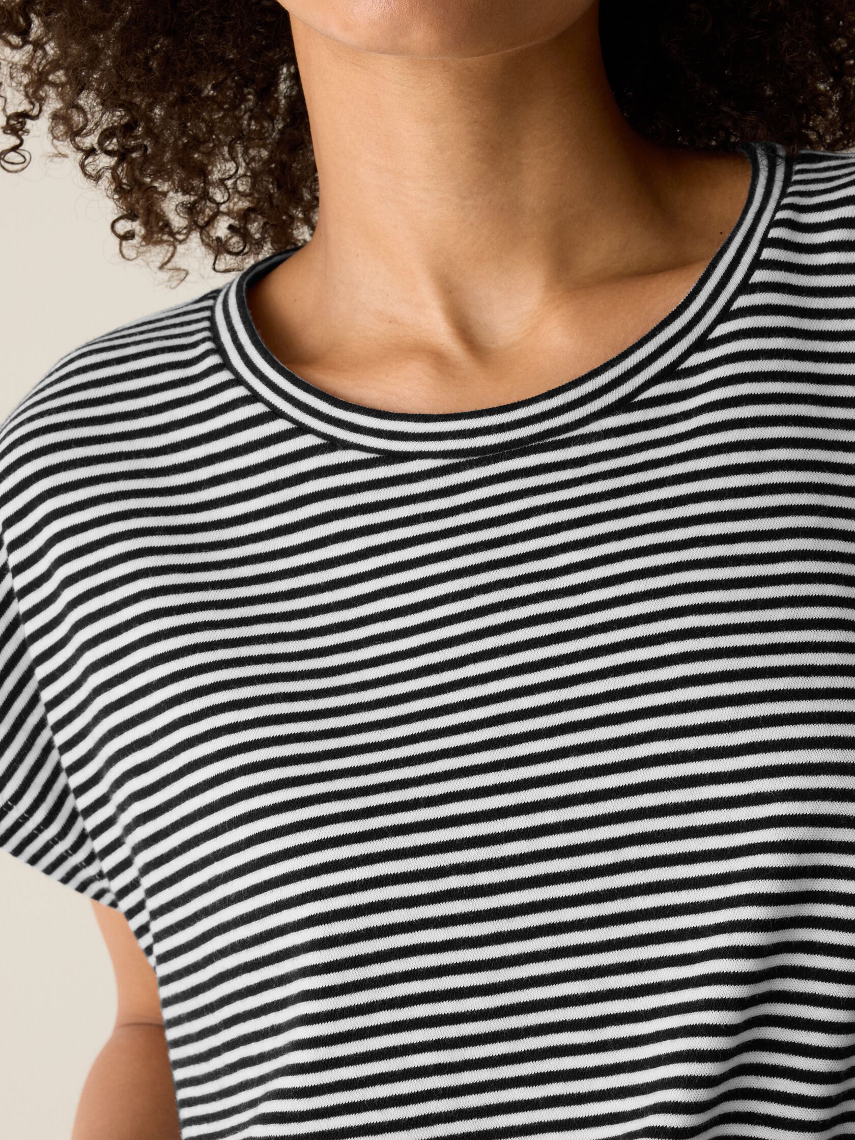 Striped Organic Cotton Slub Crew Neck Tee