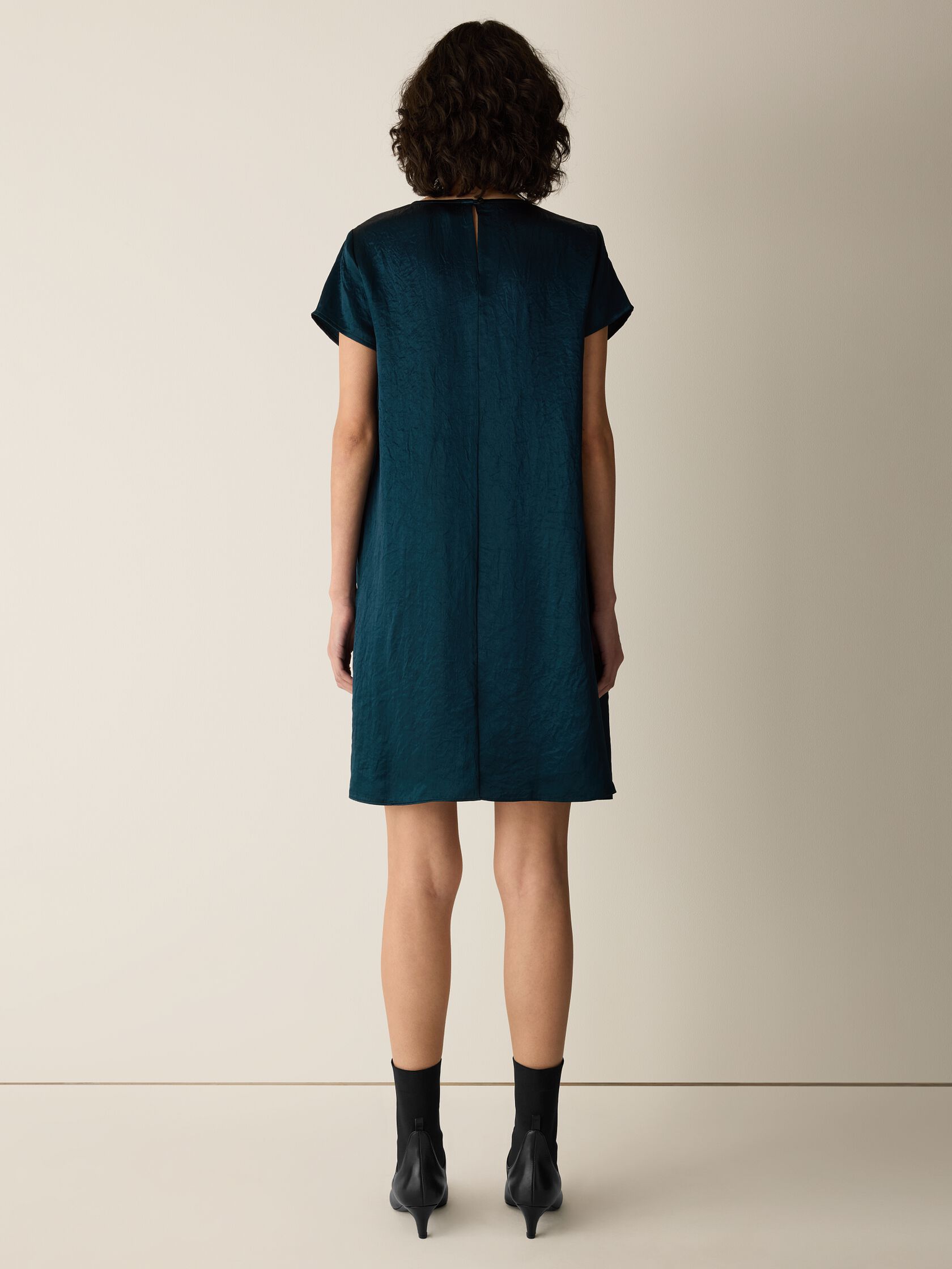 Textured Satin Round Neck Dress