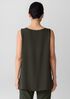 Silk Georgette Crepe Ballet Neck Long Tank