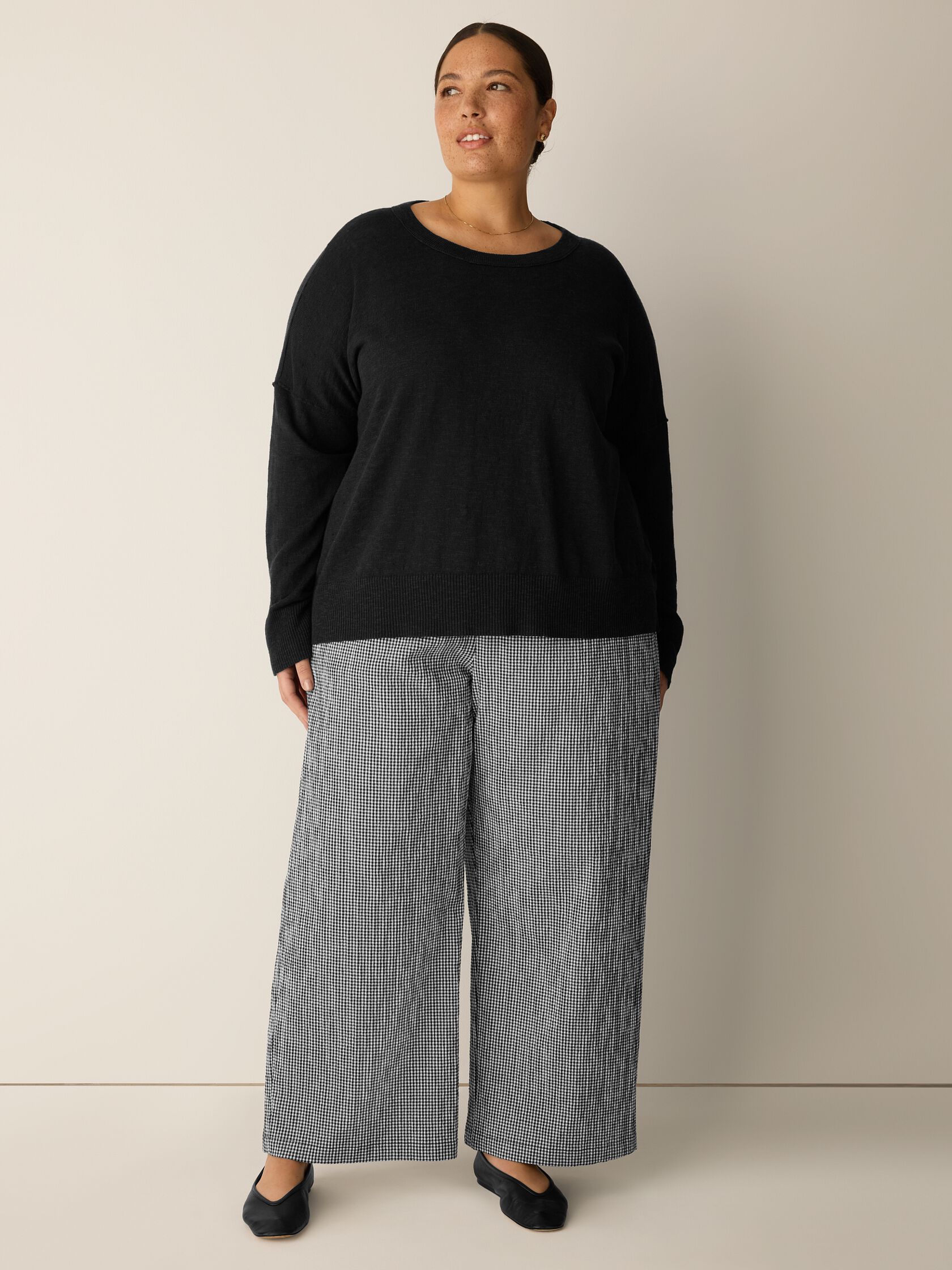 Organic Linen Cotton Slub Crew Neck Top