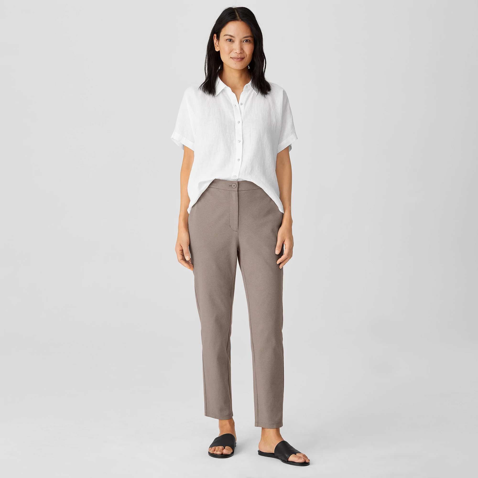 Organic Cotton Ponte Slim Pant | EILEEN 
