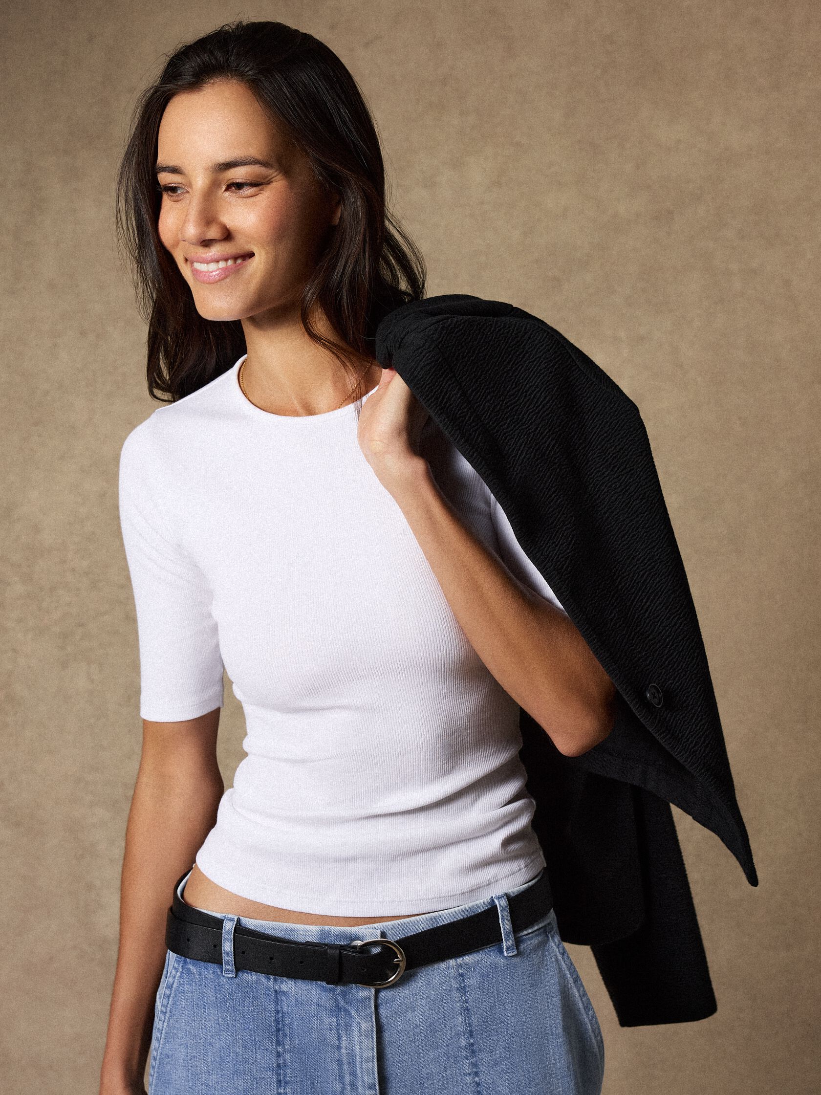 Organic Cotton Stretch Rib Crew Neck Tee