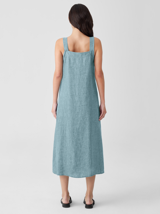 Washed Organic Linen Délavé Square Neck Dress