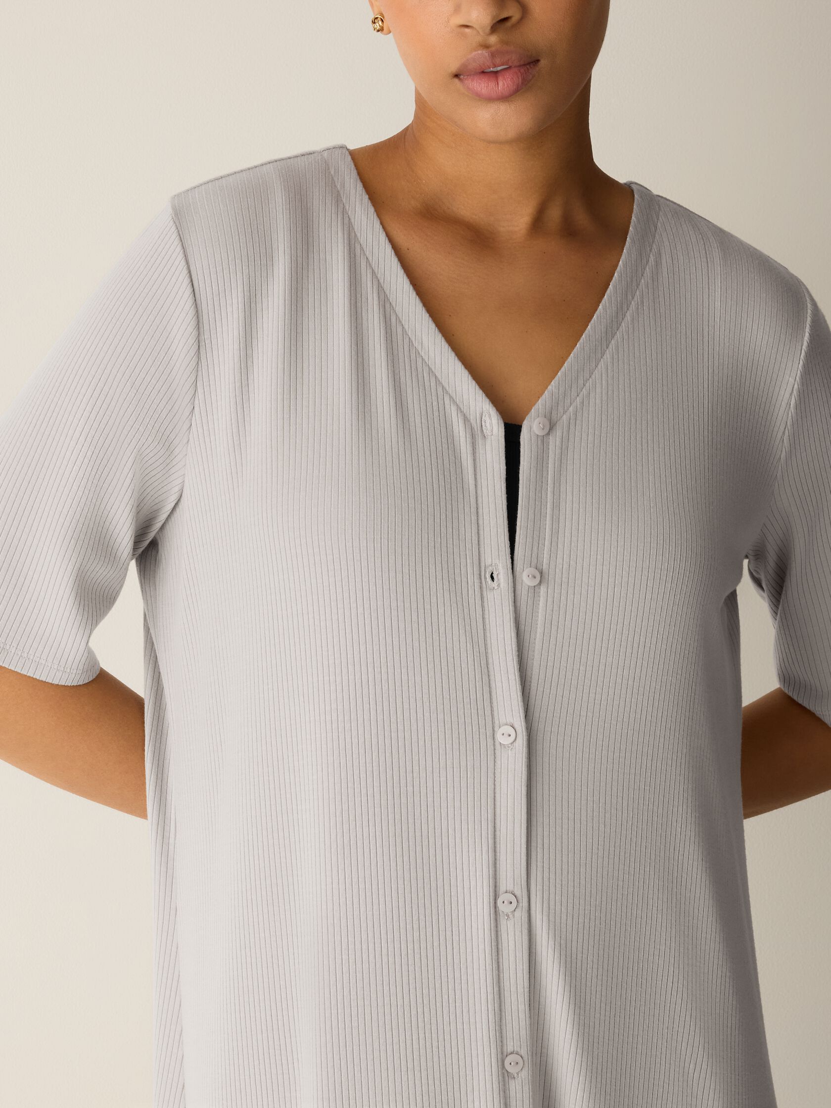 Ribbed Knit V-Neck Dress