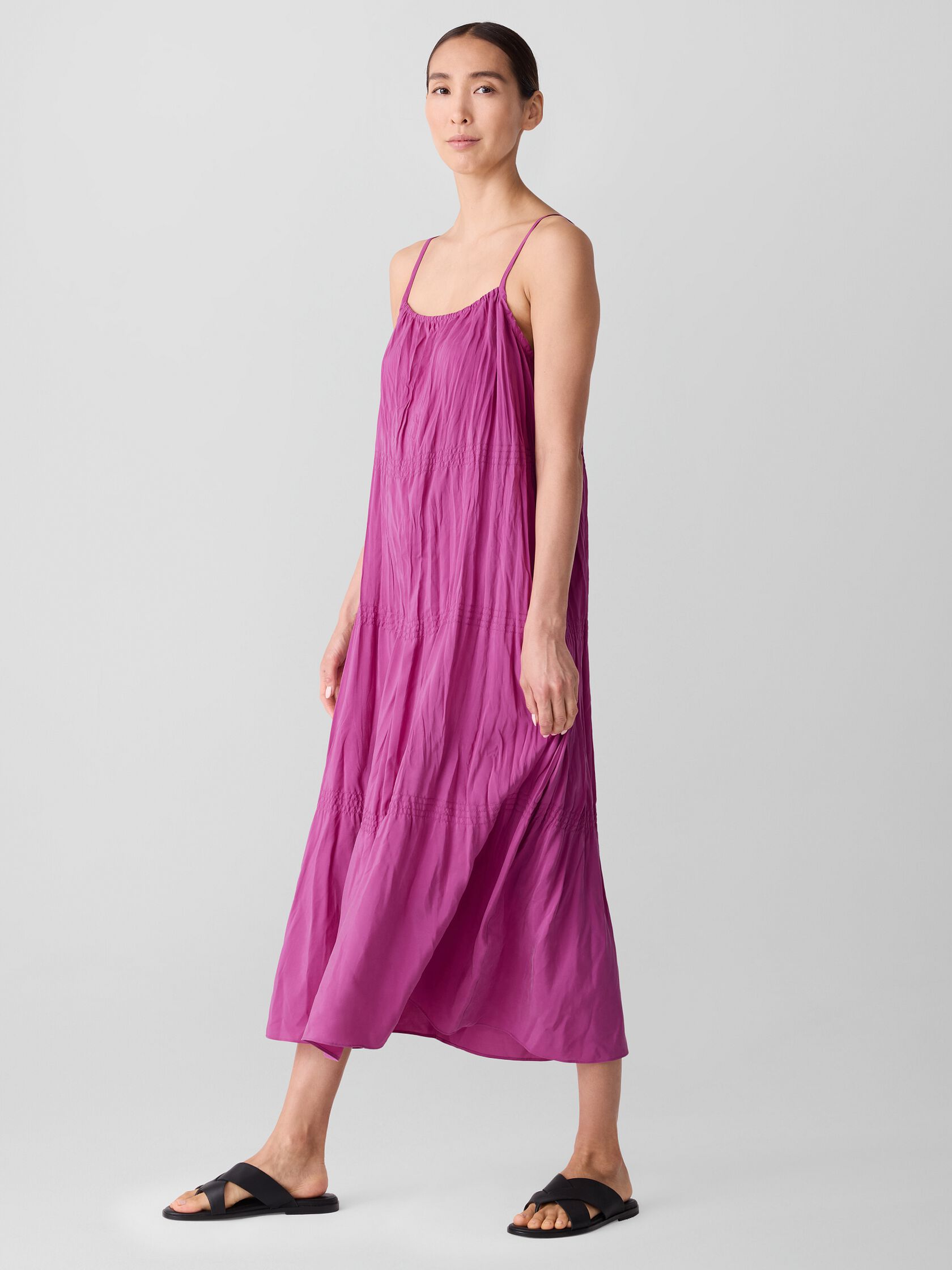 Washed Silk Smocked Cami Dress
