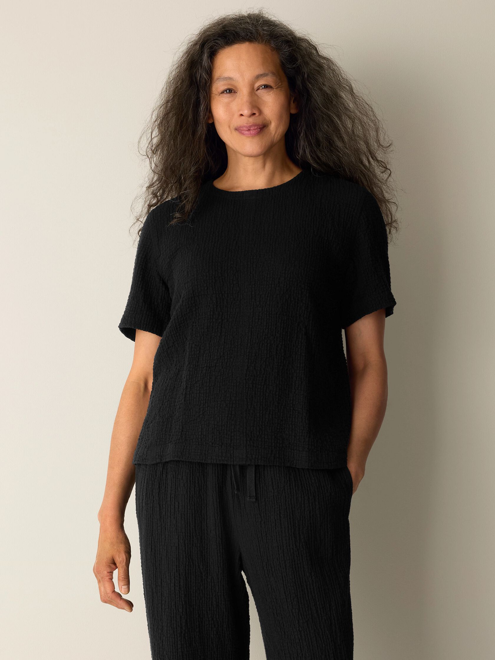 Organic Cotton Doubleweave Round Neck Top