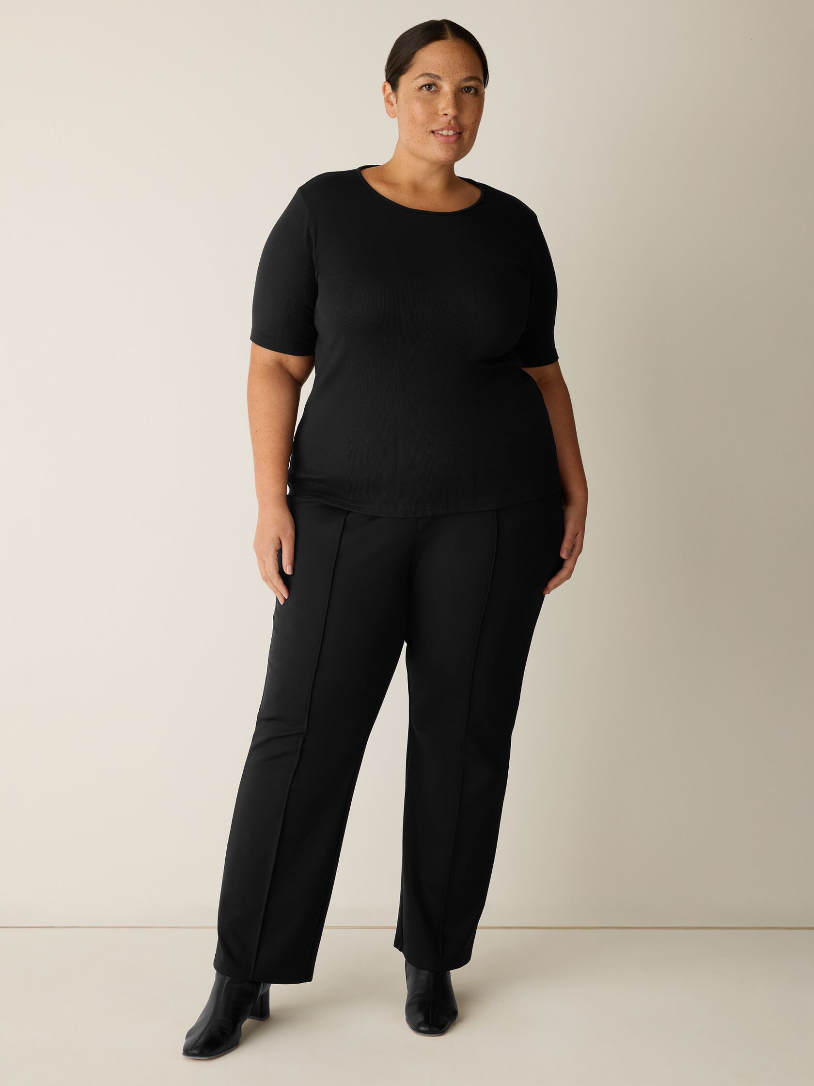 Organic Cotton Stretch Rib Crew Neck Tee